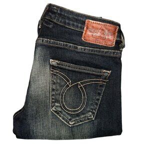 Big Star Jenae Skinny Jeans Womens 27L 34 Tall Dark Wash Embroidered Thick Denim